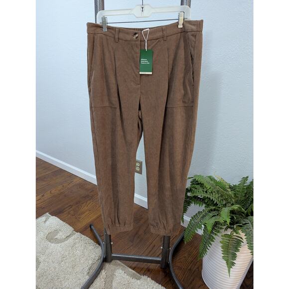 Halara Women's High-Rise Button Corduroy Casual Pants Brown Sz XL NWT - Picture 1 of 11